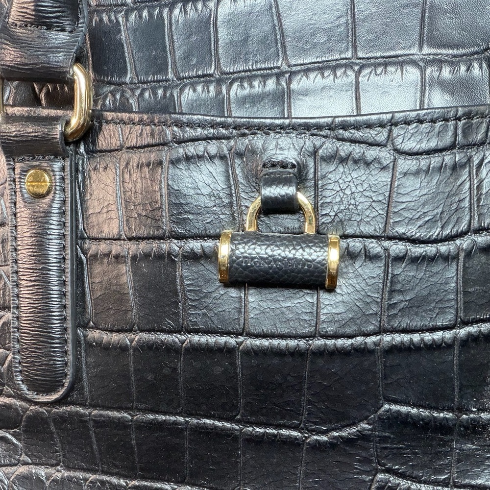 Tignanello Black Crocodile-Patterned Satchel Purse - image 2